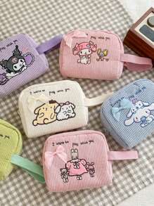 1pc Cartoon Back To School Girl Cute Large Capacity Keychain Pouch Coin Purse Daily Essentials - Multicolor - View 1