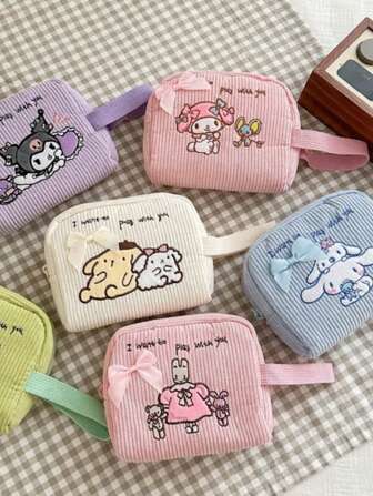  1 PC Back To School Sanrio Cartoon New Girly Cute Large Capacity Key Bag Handbag Coin Purse Daily Necessities