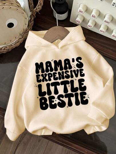 Toddler Girls' Letter Print Warm Hoodie Sweatshirt