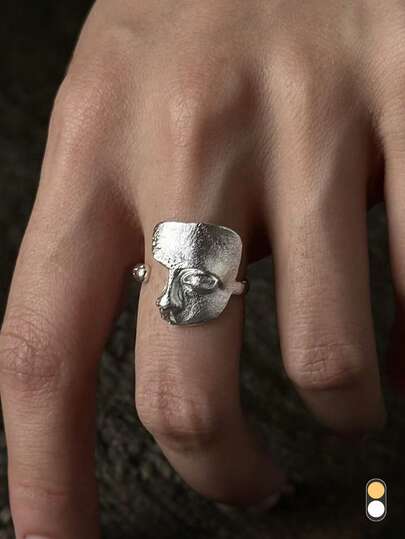 Creative Mystical Masked Faces Ring Goth Style Personalized Mask Open Rings For Men Women Jewelry Gift Ladies' Daily Party Accessories, Fashionable Jewelry, Best Friend Gifts