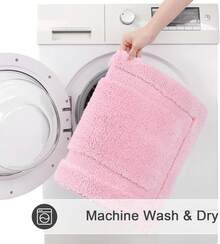 HEBE Soft Fluffy Bathroom Runner Rugs Set Of 3 Bath Mats With U Shape Toilet Rugs Non Slip Washable Bath Rugs Absorbent Bathroom Carpet For Shower Tub - 粉色 - 查看 4