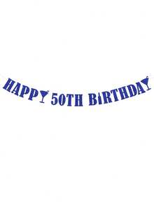 1pc HAPPY BIRTHDAY Pull Flag, 18/21/30/40/50/60 Black/Gold/Silver/Rose Gold/Champagne Gold/Blue Birthday Party Decoration Pull Flag Banner - Multicolor - View 26