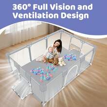 71 Inch Extra Large Baby Play Yard, Baby Playpen With Soft Breathable Mesh, Kids Indoor And Outdoor Playpen, Infant And Toddler Playpen, Non-Slip Base Playpen - 灰色 - 查看 2