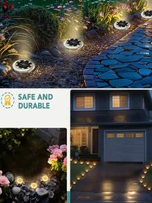 Circular Solar Floor Lamp, 8/16/24 Pieces, 8LED Ultra-Bright Solar Outdoor IP44 Waterproof Courtyard Driveway Sidewalk Landscape Lamp, Outdoor Garden Ground Plug Lamp Lighting, Ground Buried Lamp, Terrace Swimming Pool Step Lamp, Solar Automatic Sensor Lighting - 800mah - 暖光 - 查看 8