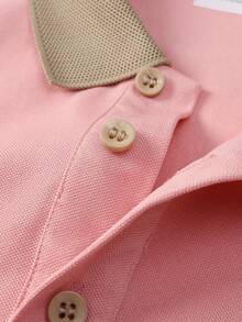 New Arrival For Summer! Men's Chest Printed Polo Shirt, Men's Short-Sleeved Top, 230g Polyester Fiber Comfortable And Breathable Summer Casual Printed Golf Polo Shirt 1 Piece. - 粉色 - 查看 3