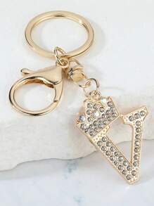 1 件休闲街头风格英文字母钥匙扣，带 26 个水钻字母，闪亮字母装饰钥匙扣，优雅的手提包、背包饰品，完美的礼物汽车配件可爱哥特 Y2k