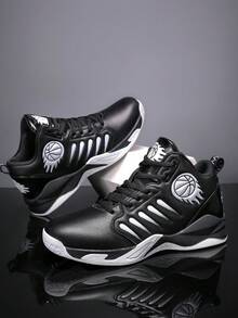Men's High-Top Basketball Shoes, Non-Slip, Shock-Absorbing, Durable, Sports Basketball Sneakers - 8836 Black - View 4