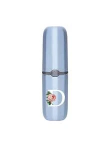 1pc Printed Rose Letter A-Z Blue Portable Toothbrush Holder, Keep Your Toothbrush Clean And Anytime, Anywhere! Travel Toothbrush Storage Box, Portable Toothbrush Cup Sleeve, Multi-Functional Toothbrush Cup, Travel Wash Cup, Toothbrush And Toiletries Storage Set, Suitable For Travel, Camping, Business Trip, School, Dorm Storage, Student Gift, Family Gift. - Blue - View 18