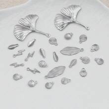 39/59pcs Stainless Steel Assorted Embossed Patterns, Leaf Embossed, Shell Embossed - Suitable For Jewelry Making, Handmade DIY Pendants, Necklaces, Bracelets, Earrings, Jewelry Accessories