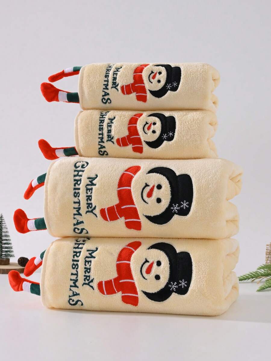 1pc/2pcs Christmas Snowman, Reindeer, Santa Claus Design Super Soft Coral Fleece Bath Towel, Quick Dry, Non-Shedding, Sauna Towel, High Absorbency, Lightweight, Guest Towel, Bathroom Decor, Advent Gift, Christmas Best Gift. Towel Size: 34*75cm, Bath Towel Size: 70*140cm Shower Towels For Beauty Salon, Hotel Sports,Home Essentials, Towel, Skin Care