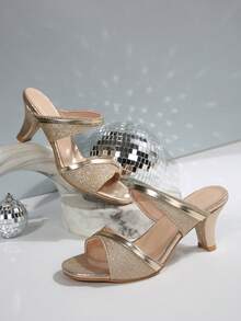 1 Pair Girls/Teens' Round Toe Peep Toe Open Toe Sandals, 2.8 Inch High Heel, Comfortable PU Non-Slip Wear-Resistant Fashion Casual Cute Style, Suitable For Teens, Campus, Party, Holiday, Spring/Summer