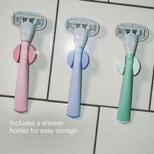 Flamingo Razors For Women, 1 Women'S Razor Handle Rose), 4 Razor Five-Blade Refills, And 1 Shower Holder - Lilac - 查看 6