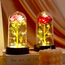 圆顶形人造玫瑰永生花礼盒，适合情人节、教师节、圣诞节（款式随机，不可指定，介意者慎拍）