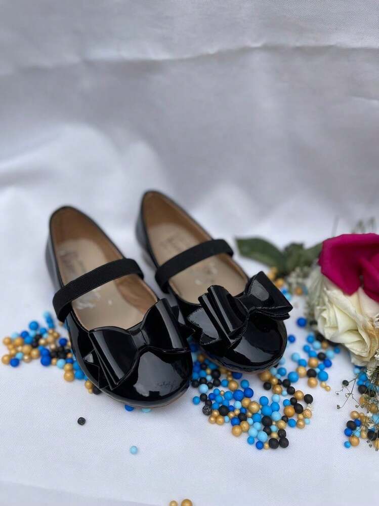 Bailarinas zapatos planos de recubierto recubierto con decoracion de lazo para niñas pequeñas - Negro - Añade 6