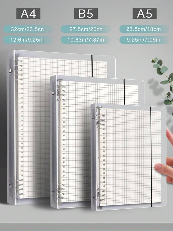 1 pieza Cuaderno de cuadrícula, cuaderno de espiral desmontable con estilo Ins simple de puntos, disponible en tamaño A5/A4/B5, 60 hojas/120 páginas, cubierta desmontable