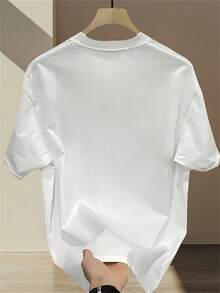 T-shirt da uomo a maniche corte stampata, estiva, pesante, in puro cotone, stile coreano e giapponese, versatile top da uomo. - Bianco - Visualizzare 2