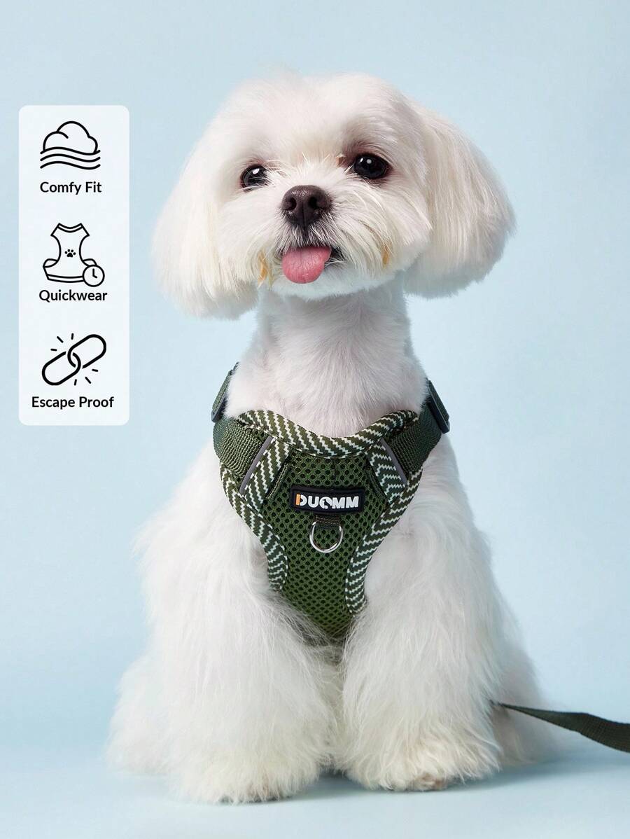 PETSIN 新款印花寵物胸背帶+牽繩套裝,透氣網眼材質,配有反光條,可調節,柔軟舒適,適用於小型犬遛狗