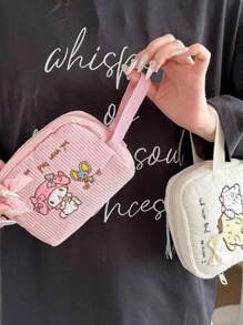 1pc Cartoon Back To School Girl Cute Large Capacity Keychain Pouch Coin Purse Daily Essentials - Multicolor - View 3