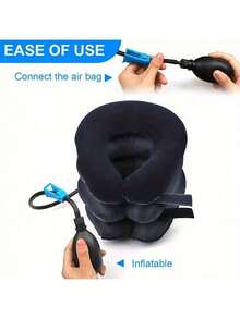 Neck Stretcher, Neck Traction Device, Adjustable Inflatable Neck Traction Device For Instant Neck - Comfort Padded Support With Blue Valve, Ideal For Home & Office Fitness Use, Posture Improvement | Adjustable Design | Soft Padding - Blue - View 4