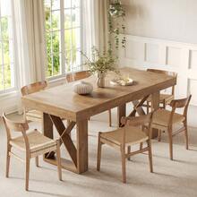 Tribesigns 63-Inch Rectangle Dining Table For 4-6 People, Farmhouse Thick Appearance Design, Rectangular Kitchen Dinner Table For Home, Natural Brown - Tự nhiên - Xem 2