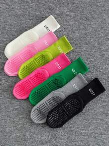 1 Pair Women's Non-Slip Pilates Mid-Calf Socks