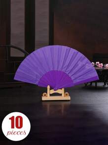 纯色多色平板舞蹈折扇手持扇夏季扇子，西班牙纯色扇子表演道具扇，适合日常居家使用，适合参加庆祝活动 - 黑色 - 查看 14