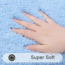 HEBE Soft Fluffy Bathroom Runner Rugs Set Of 3 Bath Mats With U Shape Toilet Rugs Non Slip Washable Bath Rugs Absorbent Bathroom Carpet For Shower Tub - Màu xanh nhạt - Xem 3