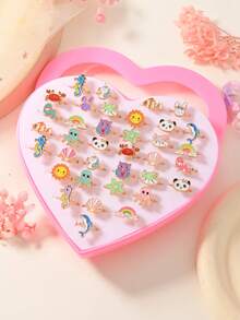 36 件/24 件/12 件锌合金环，3D 雕塑设计，可调节开口，油画技术，色彩持久，庆典礼品盒包装，日常穿着和化妆派对的散装包装