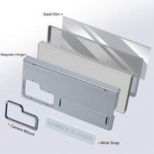VIETAO 时尚相机手柄手机壳，兼容三星 Galaxy Z Fold 4/5/6/7，便携式腕带手机套，防水防震防摔防刮花 - 灰色 - 查看 6