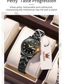 OLEVS. OLEVS Ladies' Watch, Ladies' Original Diamond Watch, Waterproof Luminous Stainless Steel Luxury Quartz Women's Watch, Gold Watch