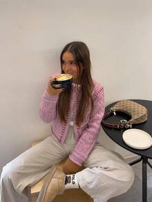 Vibrant Handmade Rope Knitted Cardigan, Short Women Cardigan For Autumn/Winter, Cute Women Top, Suitable For Christmas, New Year