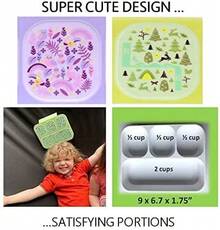 Lonchera Bento para Niños y Adultos.Recipientes para Comida y Snacks para Niños y Niñas para la Escuela, Trabajo y Viajes, 4 Compartimentos Sellados y Divididos, Libres de BPA, con Utensilios (Rosa Rosa, 1 Paquete) - Bosque Chartreuse + Arcoíris Púrpura - Ver 4