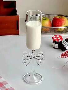 1pc Nordic Style Embossed Bow Glass Cup, Ins Aesthetic High-Quality Latte Mug, Creative Bow Decor Beverage Cup, Holiday Gift, Birthday Blessing, Party Supplies, Gift For Boyfriend/Girlfriend