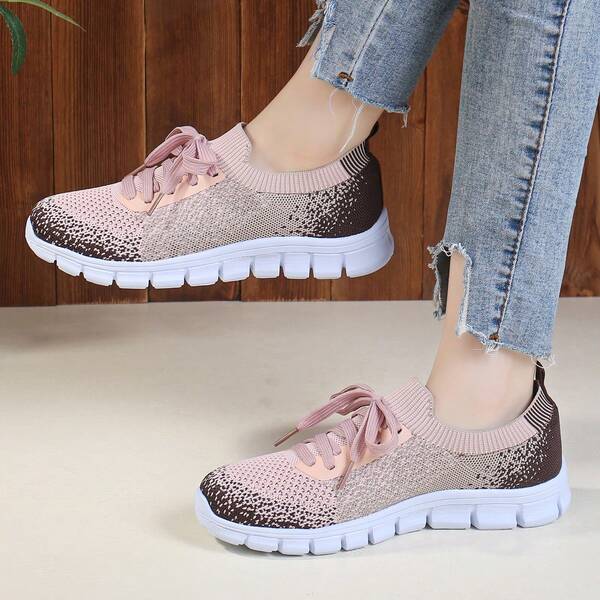 1 par de tênis esportivos leves e confortáveis com cadarço e estampa tropical, adequados para academia, atividades ao ar livre e todas as estações