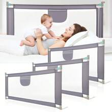 OYAJIA Crib Rail & Bumper Fabric Covers - 灰色 - 查看 1
