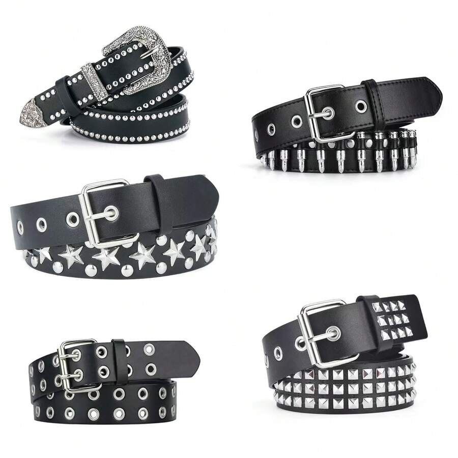 1pc Women's Rivet Spiked Punk/Goth Rock Style Casual Hip Hop Jeans Belt Summer, School