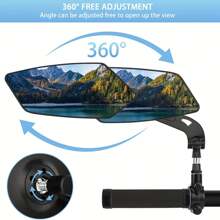 2 件高清广角自行车后视镜，360° 可调，适用于自行车、电动滑板车、摩托车和山地自行车，配有安装硬件，简约黑色设计，自行车配件