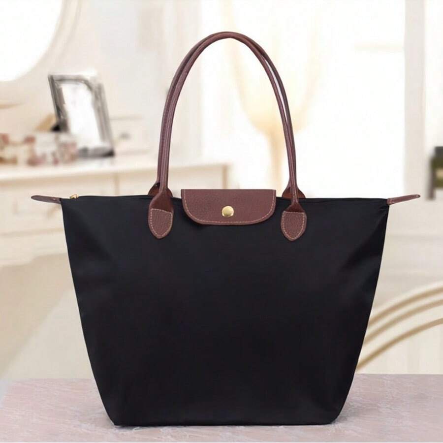 Shoulder Tote Bag For Women, Large Capacity Oxfold Top-Handle Purse, Foldable Weekend Hobo Handbag - Black - View 1