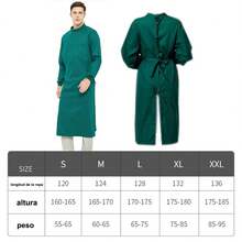 Vestido Quirúrgico De Algodón Cirujano Manga Larga Macho - Verde Oscuro - Ver 2