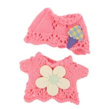 Cute Floral & Strawberry Knit Sweater Set With Hat (Excluding Plush Doll, Clothes Only) - Multicolor - View 14