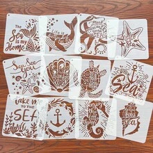 Bộ 16 mẫu vẽ sinh vật biển rỗng, dụng cụ hỗ trợ vẽ phác thảo, tô màu graffiti tự làm, đồ dùng học tập, trở lại trường học - trắng - Xem 8