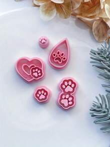 Animal Polymer Clay Cutters, Dog Paw Love Clay Earring Cutter For Polymer Clay Jewelry Making, Polymer Clay Stud Earring Stamp Making Tool, Clay Jewelry Making Kit, Clay Earring Molds, Made By PLA, DIY Earring Gift - Pink - View 16