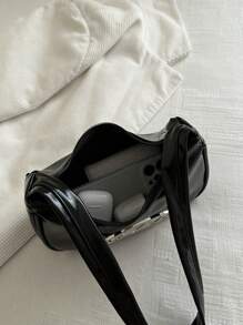 2025新款法式腋下女包，小众设计单肩时尚百搭链条包 - 黑色 - 查看 7