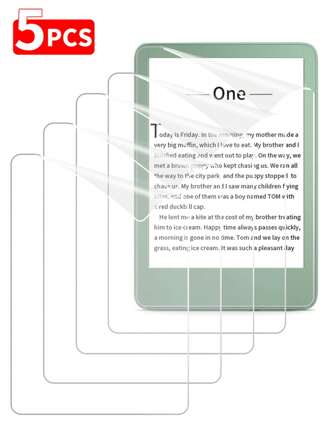 5pcs Screen Protector For New Kindle Paperwhite 11 Generation 2021 6.8 Inch / All New Kindle 2022 6 Inch / 7"Kindle Paperwhite 12th Gen 2024, Colorsoft Signature Edition, 6" Kindle 11th Gen 2024 / Kindle 10th Gen 2019 2018 Kindle Paperwhite 1/2/3 - Anti-Glare Matte Soft Film, Eye Protection Shield For Reading , Kindle 11 Anti-Scratch Reader Film Gift For Birthday, Family, Friends Pad Screen Protector, Pad Accessories Screen Protection Essentials, Applicable To Daily Shield, Office, Home Waterproof Shockproof Anti-Fall Anti-Fall Anti-Fingerprint Full Cover