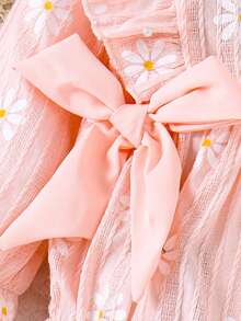 1pc Infant Girls' Floral Print Long Sleeve Bodysuit, Lightweight, Spring/Autumn - Pink - View 6