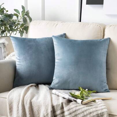 1入組化纖靠墊套簡約湖藍色裝飾抱枕套無填充沙發