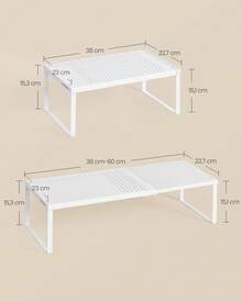 Scaffale Portaspezie, Estensibile, Organizzatore da Cucina, Scaffale da Cucina Piccolo, Organizzatore per Armadio, Metallo, Organizzatore da Tavolo, Scarpiera, Bianco Opaco - Bianco Opaco - Visualizzare 5