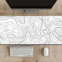 1 pieza Alfombrilla de ratón extra grande con textura de líneas abstractas minimalista, tamaño 900*400*2mm, alfombrilla de ratón para e-sports extra grande/productos electrónicos/suministros de oficina/alfombrilla de ratón y reposamuñecas - Negro - Ver 12