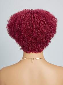 HJ WEAVE BEAUTY Perruques coupe Pixie bordeaux #99J, cheveux humains brésiliens courts, coupe au carré, pour femmes, perruque entièrement bouclée, densité 180 % - S99J - Voir 6