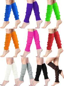 1 双针织针织腿套，简约、时尚、休闲，适合日常使用，女士腿套 - 80 年代罗纹针织长袜，适合派对运动